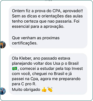 Depoimento de aluno aprovado na CPA