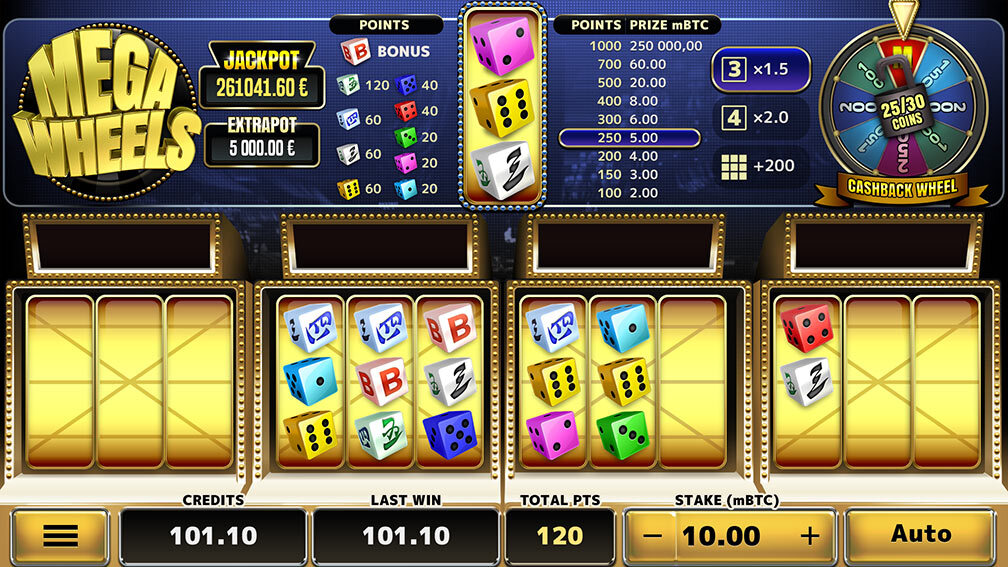The game interface of Mega Wheels