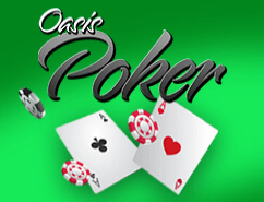 Logo van Oasis Poker op groene achtergrond: online pokerspel met verfrissend oase-thema.