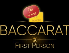 Logo van First Person Baccarat, een online kaartspel van Evolution Gaming gebaseerd op Baccarat.