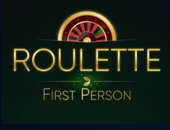 Logo van First Person Roulette, een online kaartspel van Evolution Gaming gebaseerd op American Roulette.