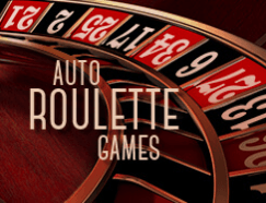 Logo van Auto Roulette Games. Een automatisch computersysteem draait het wiel en bepaald het winnende nummer.