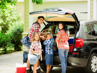 Family packing vehicle for trip