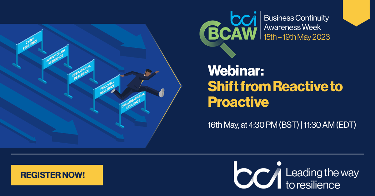BCAW Awareness Week Banner: Alt Text A cartoon man jumping over hurdles with bci logo and text that says Embracing the Challenge of Resilience