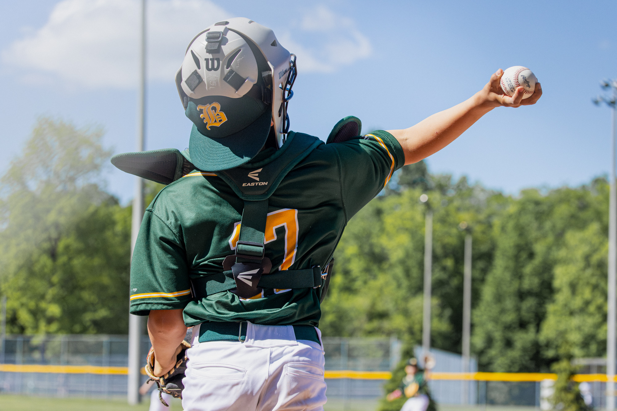 Bloordale youth baseball player completing a throw