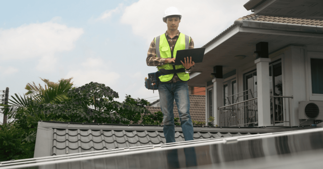 Support specialist monitoring a solar system