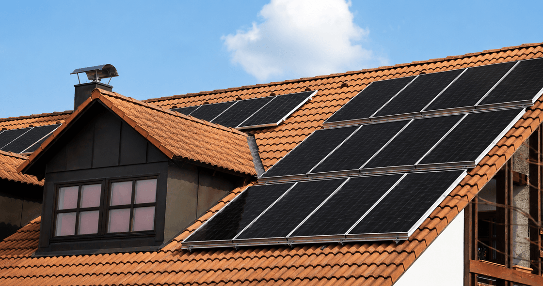 Solar panel installation on a family home