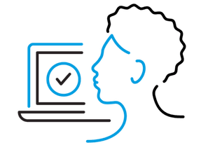 student silhouette and laptop
