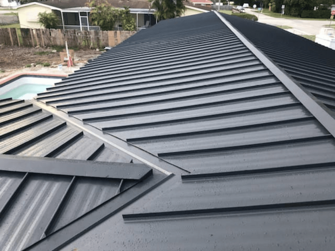 Durable metal roofing panels installed on a Florida home