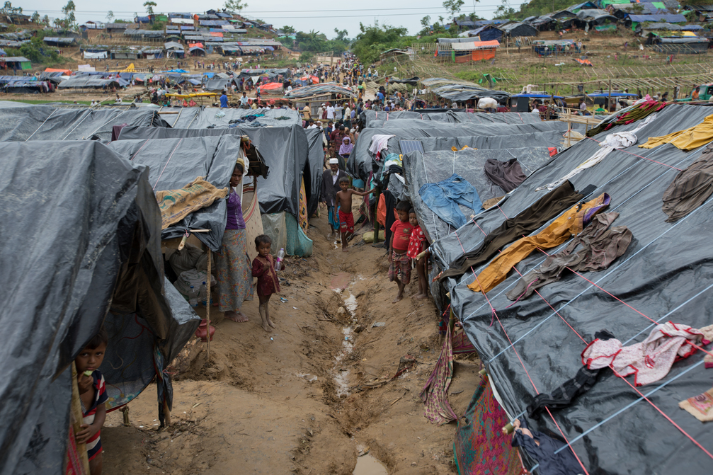Children in makeshift camps in Bangladesh