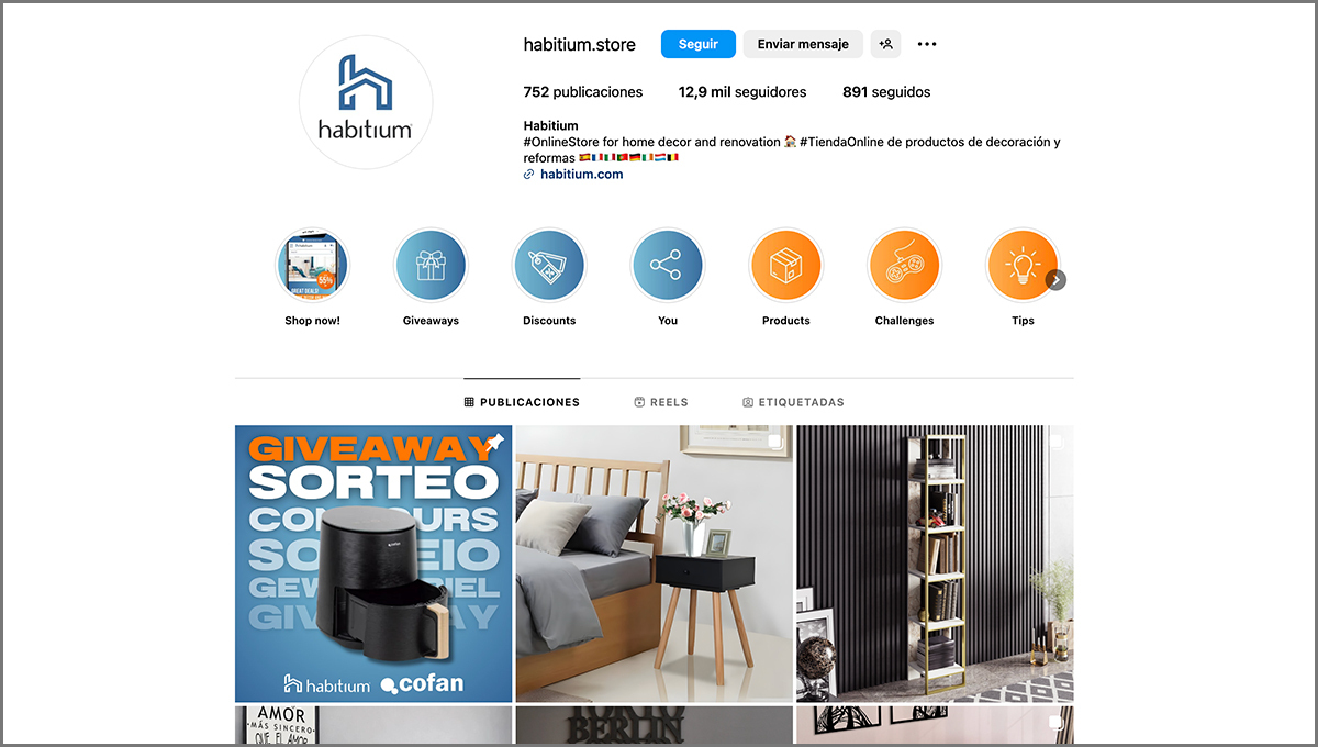 Perfil de Instagram de Habitium