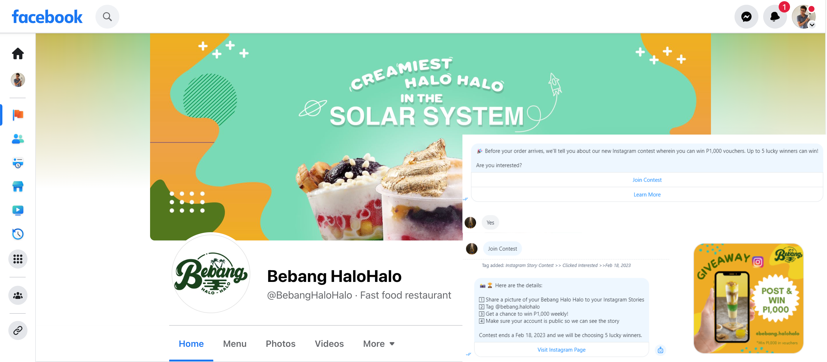 Bebang HaloHalo Communication of their Instagram Stories Giveaway