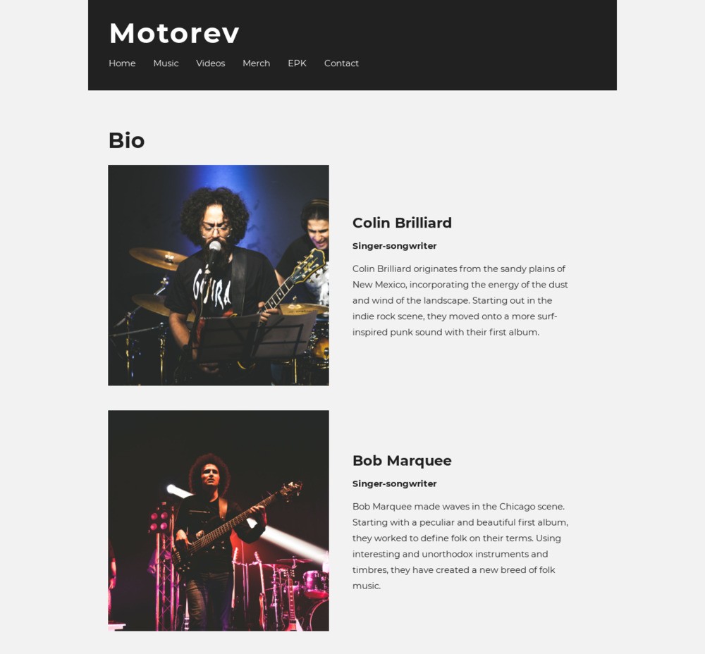 EPK Templates For Bands And Music Artists Bandzoogle