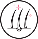 Icon depicting hair follicles with sparkling elements.