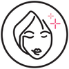 Stylized face illustration with a sparkle near the head.