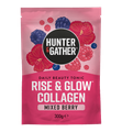 Packet of Rise & Glow Collagen mixed berry flavor by Hunter & Gather.