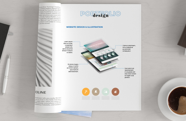 Stampa portfolio online. Esempio di stampa di portfolio di design.
