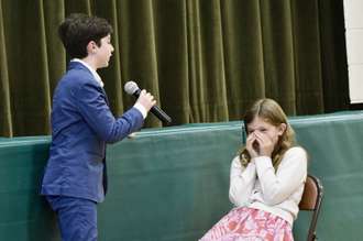Student with microphone