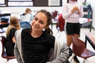 Smiling middle-school age girl