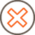 Orange X in a Black Circle. 