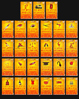 The 27 yellow and red Hot Dog Detective book covers