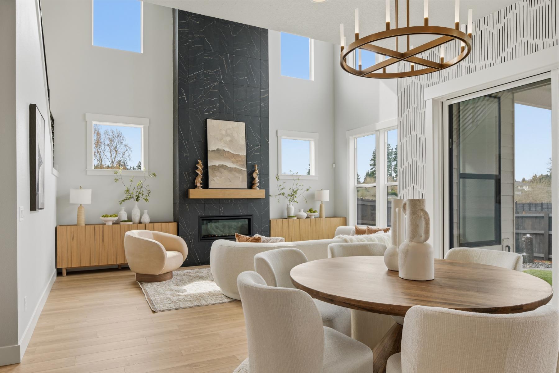 Open living and dining room in a Pacific Lifestyle Homes new home