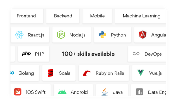 100+ skill profiles are available for hiring