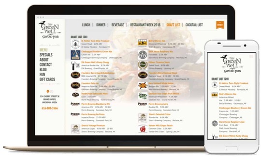 Digital Menu Page - Evergreen