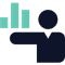 Icon of a person holding a bar graph.