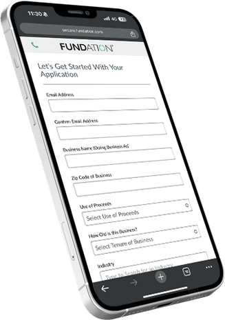 Smartphone with a Fundation application on screen