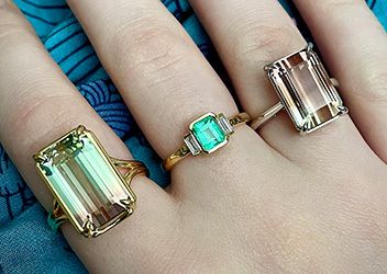 Bicolour tourmaline and 18 carat gold rings from Labellegemme