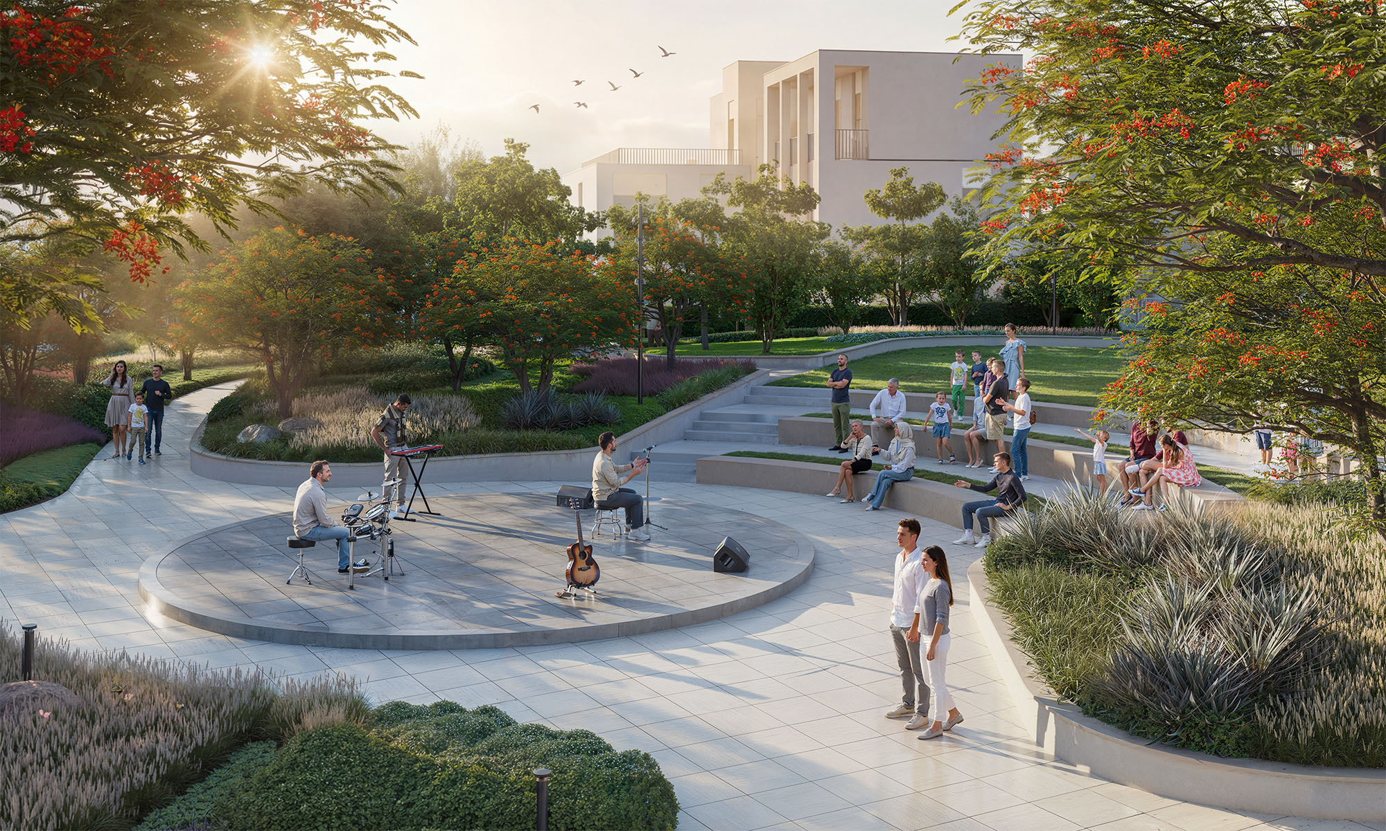 Amphitheatre and landscaped gardens at Sobha Sanctuary