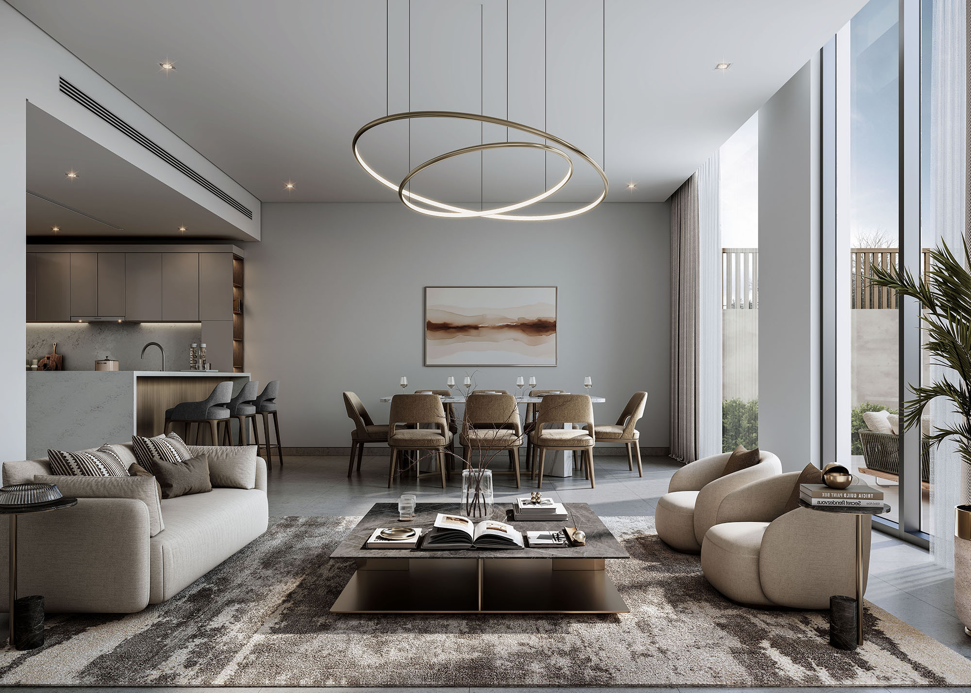 Villa living and dining interior