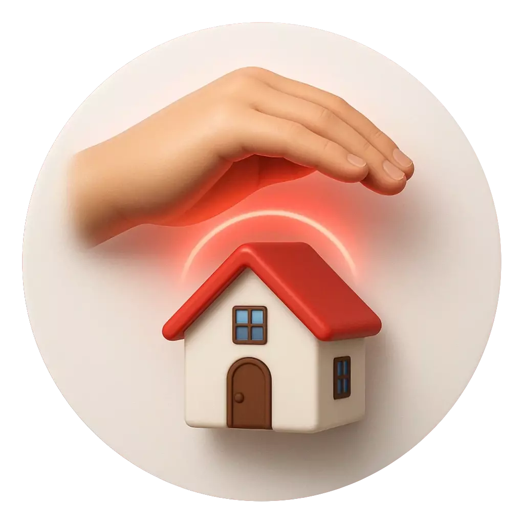 Ícono de mano protegiendo una casa