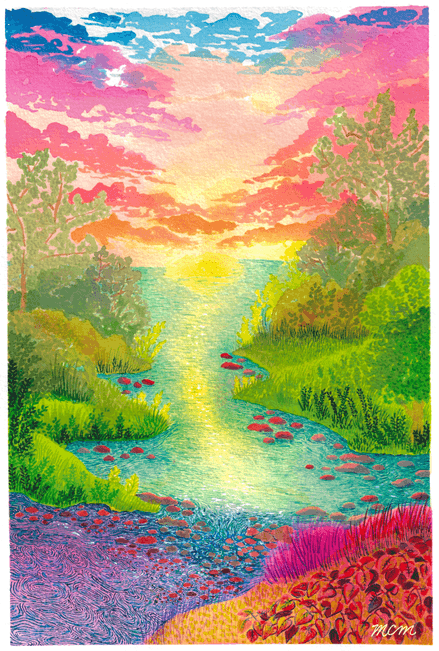 Sunset lagoon hyper colour by Mary Claire McCallum
