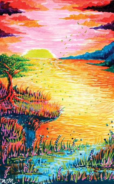Coastal tree at sunset 05 05 by Mary Claire McCallum