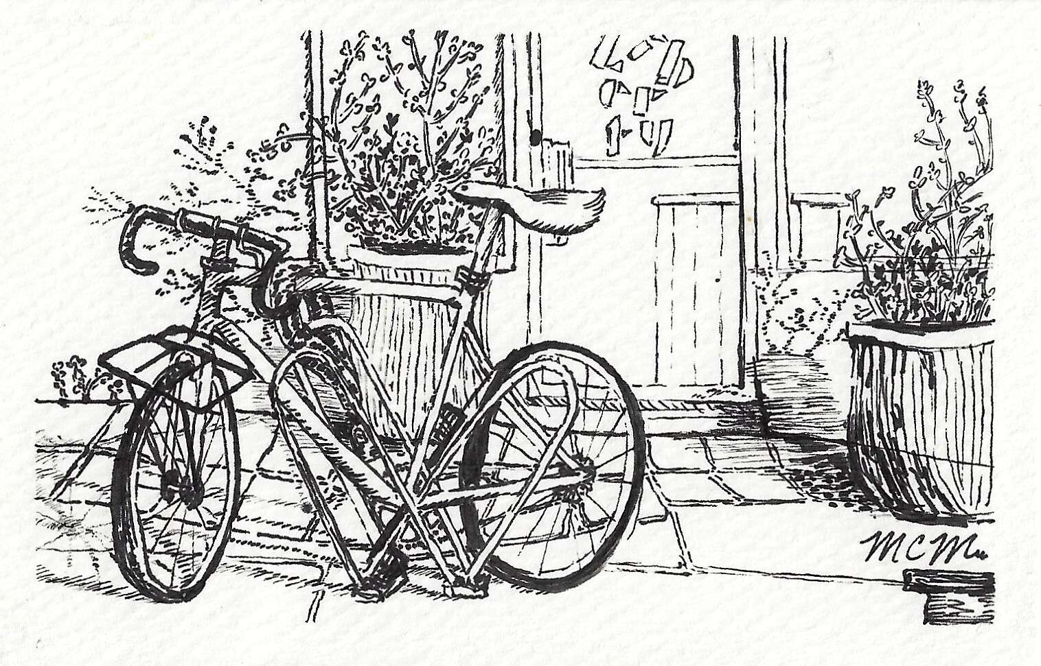 Bike sketch by Mary Claire McCallum at Liberty Bakery + Café