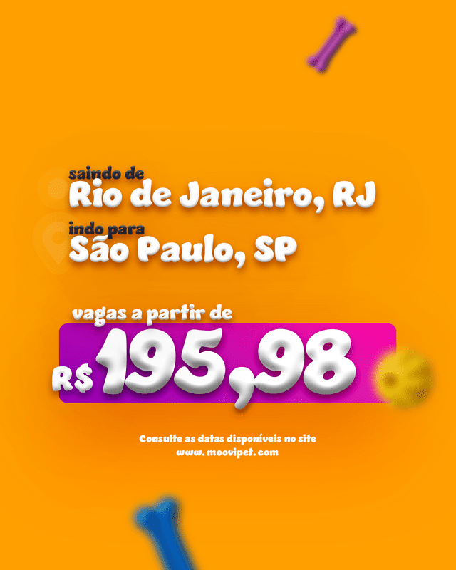 Rio de Janeiro, RJ para São Paulo, SP