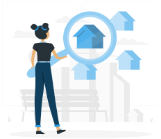 Girl looking house illustration