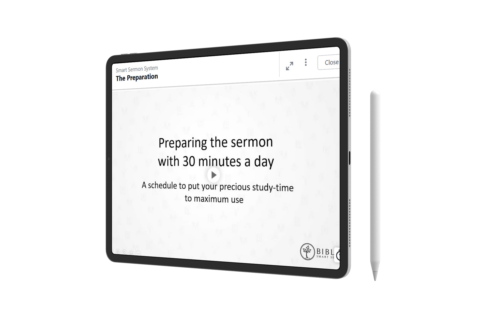 The Smart Sermon System course on a tablet