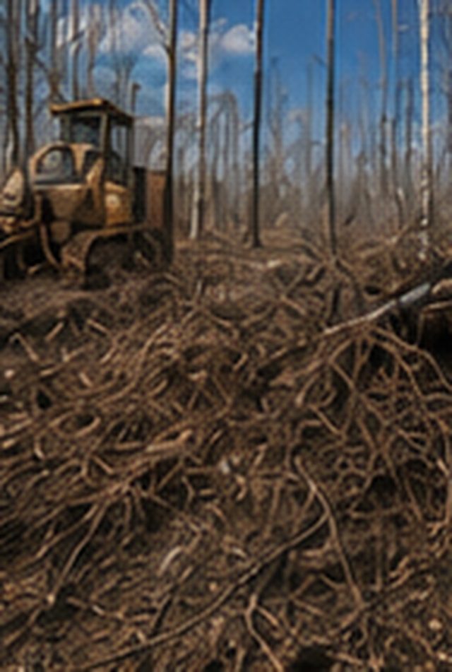 Dozer clearing timber and brush on a wooded North Alabama site
