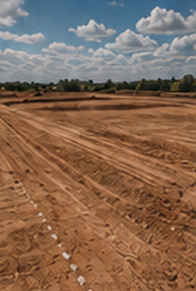 Staked and compacted building pad graded flat and ready for construction