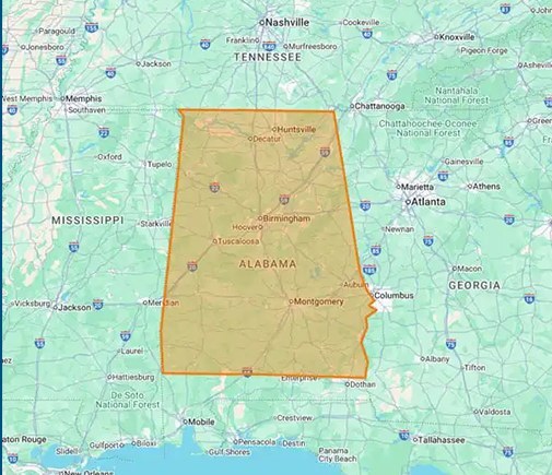 Alabama service area map
