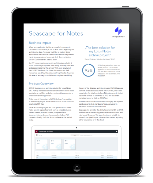 Datasheet: Seascape for Notes | SWING Software