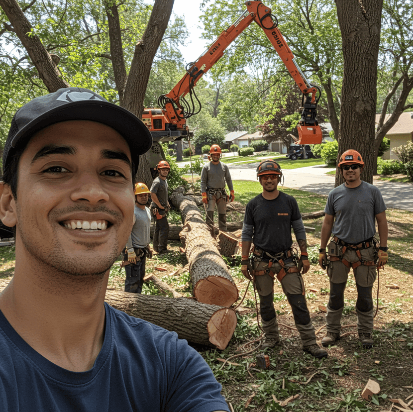 Tree service crew at work