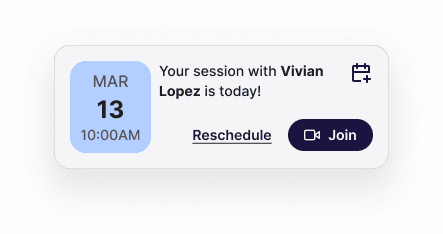 Your coaching session, scheduled in the app