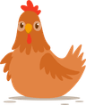 Die Illustration zeigt eine Henne